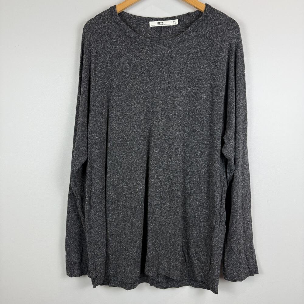 Hope STHLM Billy T-Shirt Men's Sz L 50 Heather Gray LS Linen Lightweight‎ Tee